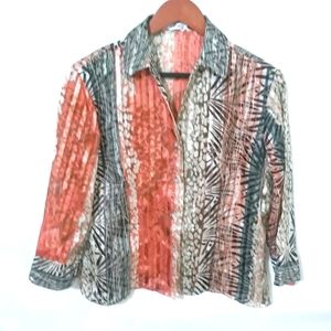 Jaipur M Orange Gray Striped Fashion Top